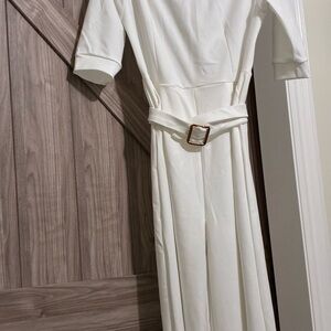 White Belted PANT DRESS NWT